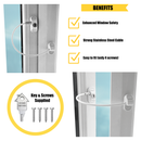 Home Secure™ Cable Restrictor Lock. Key locking Window Security & Safety Lock - White